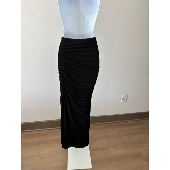 Klassy Network Skirt Medium BodyCon Ruched High Slit Festival Boho Glam Romantic - Picture 3 of 16